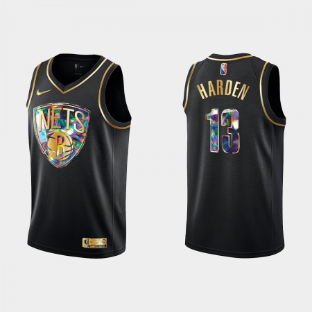 Maglia NBA Brooklyn Nets James Harden 13 Nike 2021-22 Nero Golden Edition 75th Anniversary Diamond Swingman - Uomo